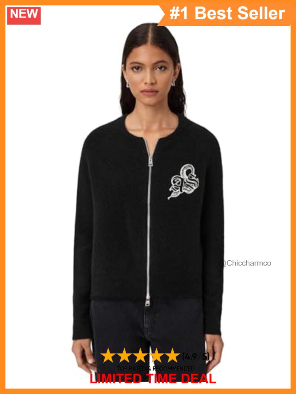 AllSaints Jaqueline Bomber Jacket Alpaca Wool Blend Pull On